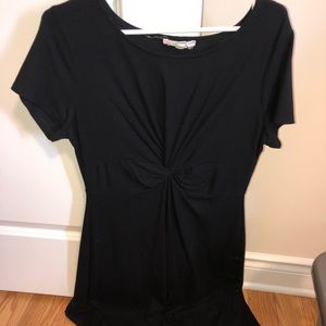 Black dress with detail under breast